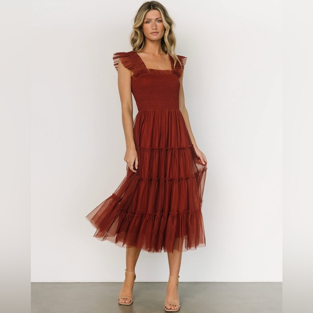 Rust Emma Smoked Tulle Baltic Born Dress